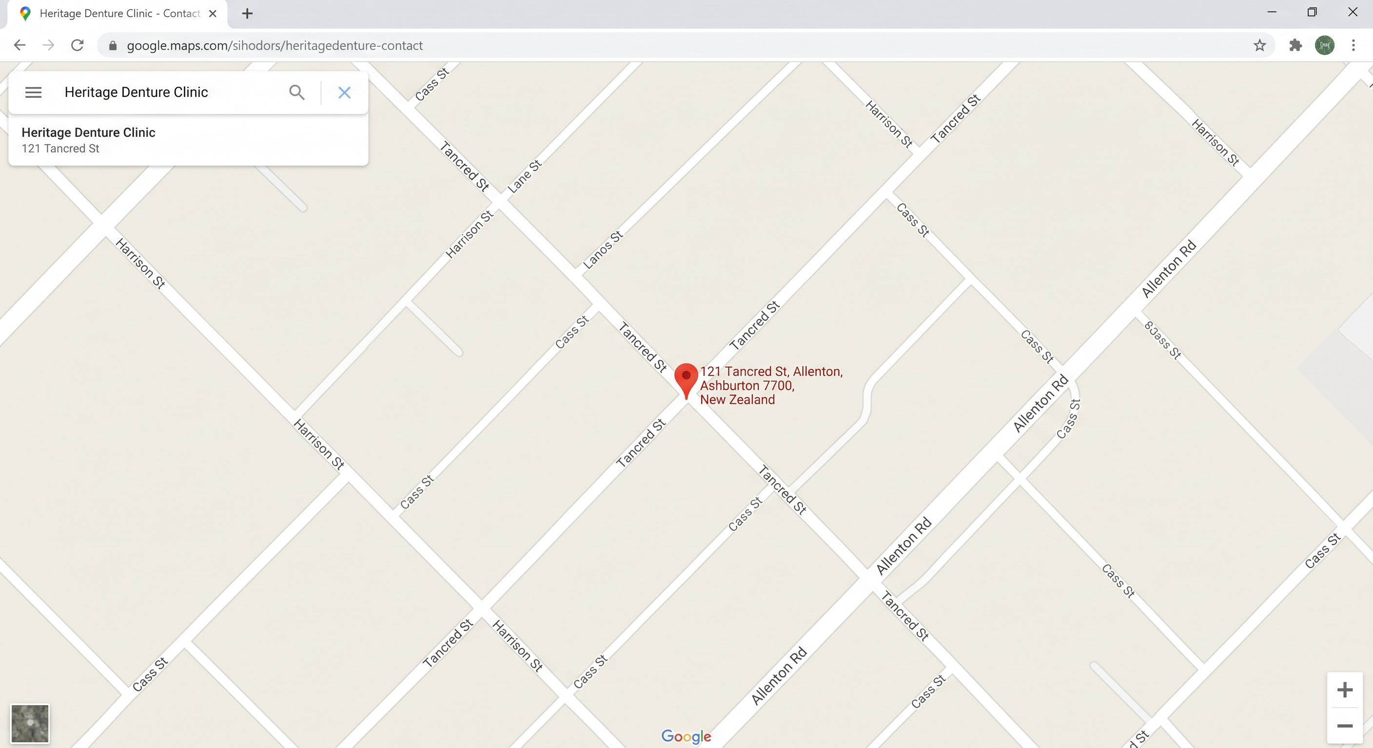 Heritage Denture Clinic location at 121 Tancred Street, Allenton, Ashburton